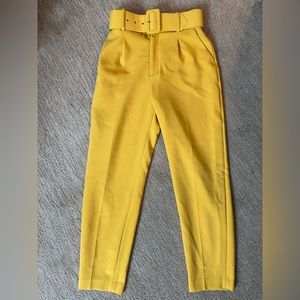 Zara yellow pant high rise with belt size XS